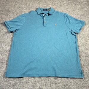 Polo Ralph Lauren Classic Fit Short Sleeve Polo Shirt Mens‎ XL Blue Flesh Pony